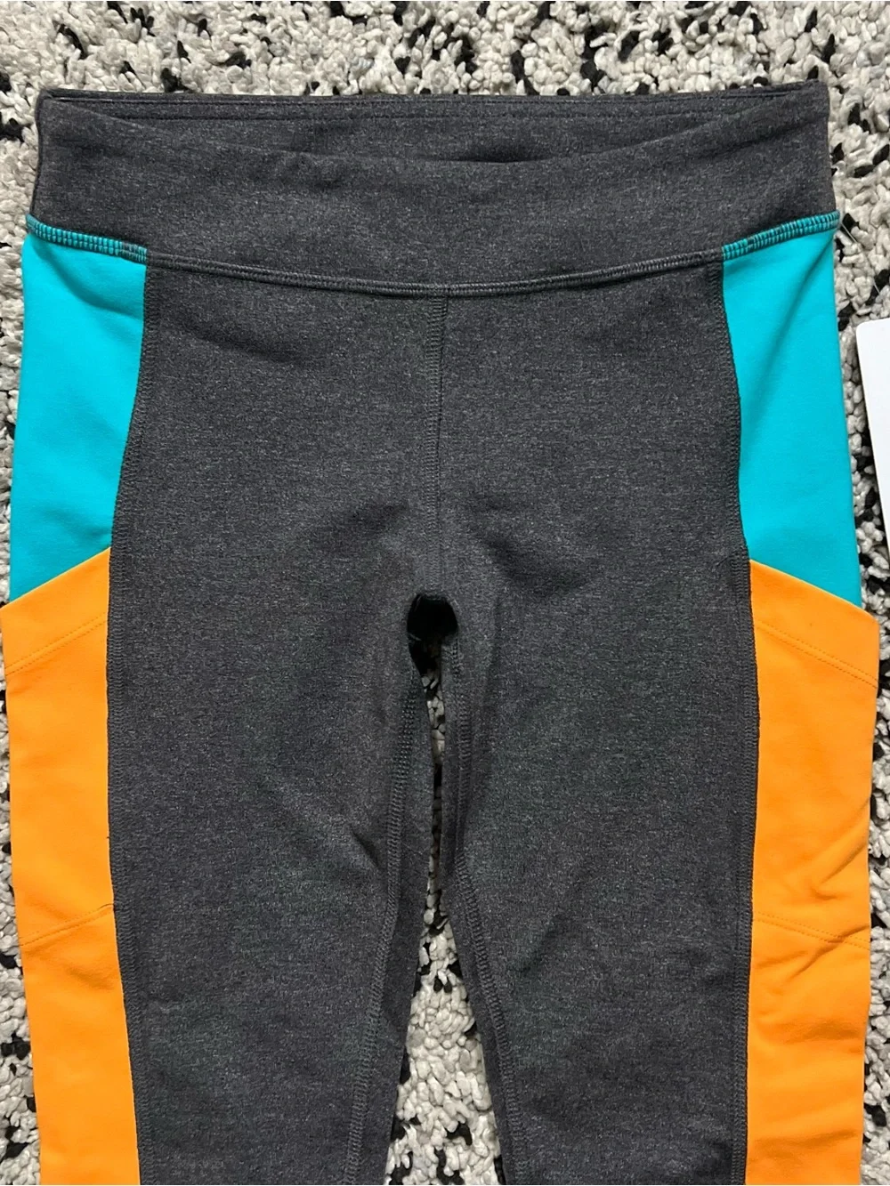 ALO Yoga Ascendant Leggings Scuba Inspired Stormy Grey Blue Orange Women’s XS